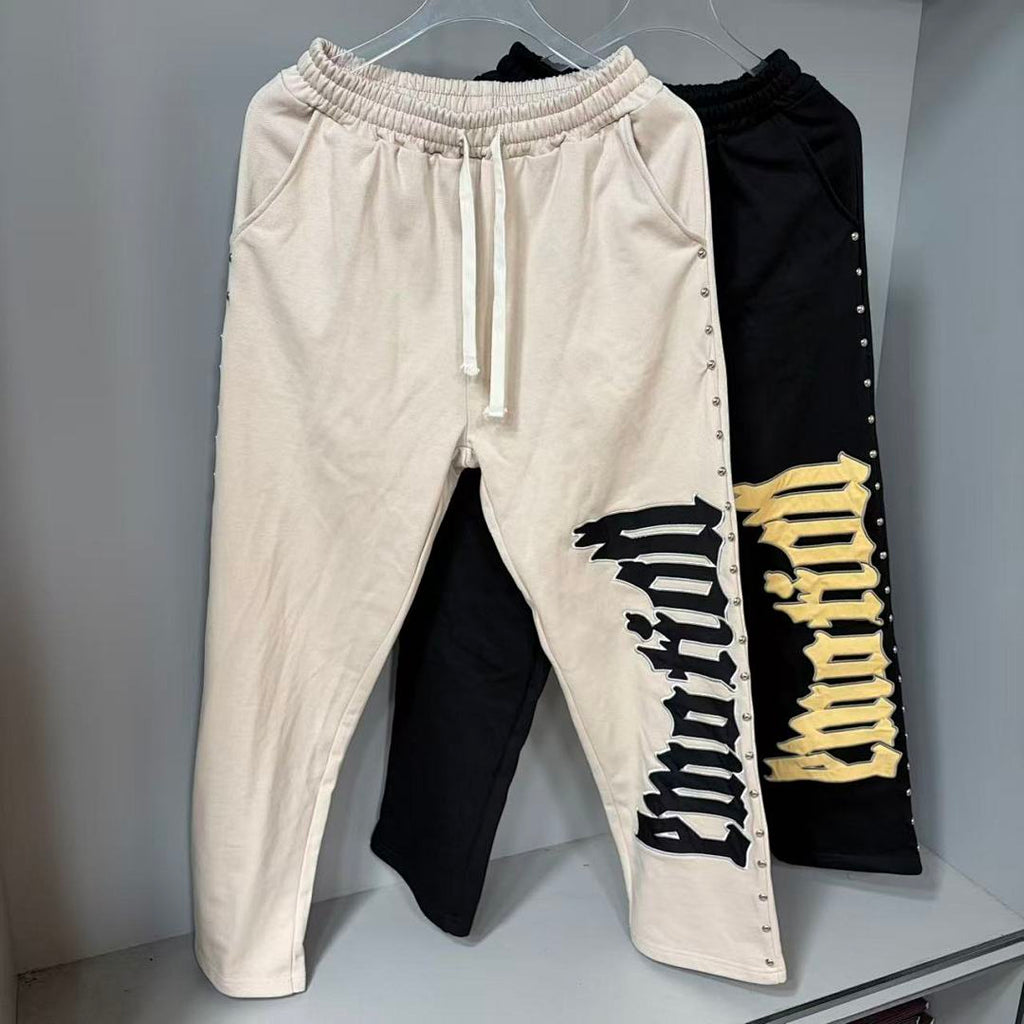 MIXED EMOTION Side Letter Wide-Leg Lounge Pants