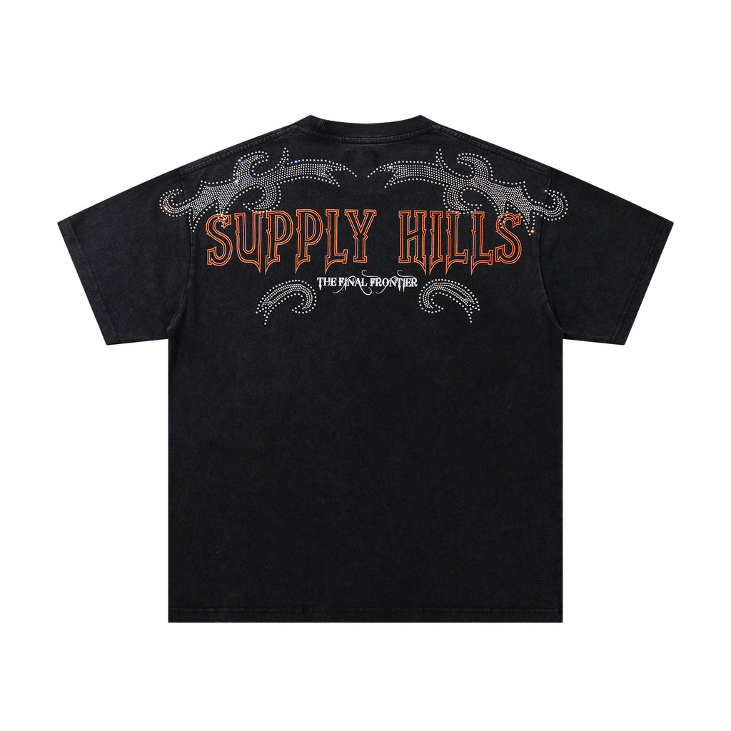 SUPPLY Ply Hills Western Cowboy Black Washed Oversized Graphic T‑Shirt