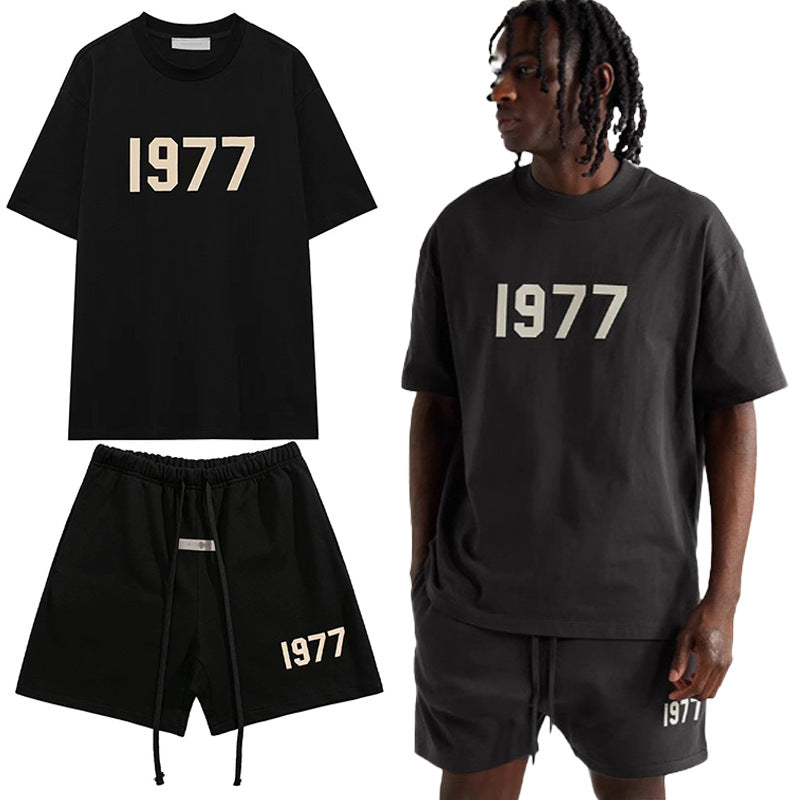 ESSENTIALS 1977 Flocked Logo T-Shirt & Shorts Set