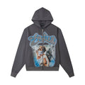 Mixed Emotions Blindfolded Cherub Graphic Zip Up Hoodie Dark Streetwear Full‑Zip Jacket