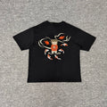 Derschutze Black Cartoon Koi‑Fish Character Back‑Embroidered Tee